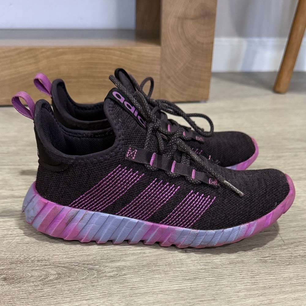 Adidas Youth Black and Purple Athletic Sneakers